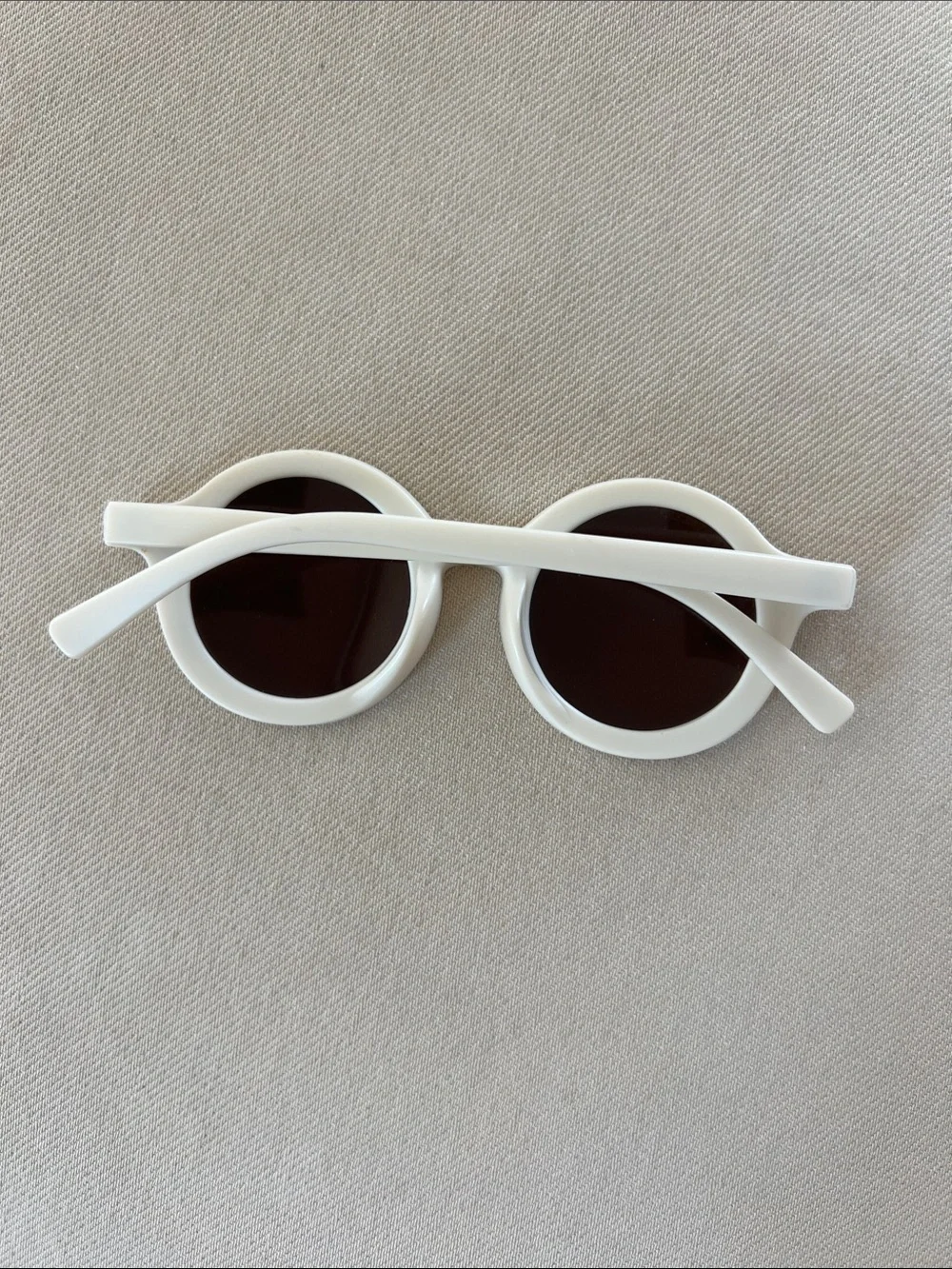 Round White Frame Sunglasses with Brown Lenses